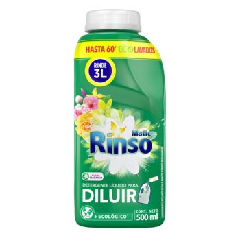 DETERGENTE LIQUIDO RINSO PARA DILUIR 500 ML. RINDE 3 LTS.