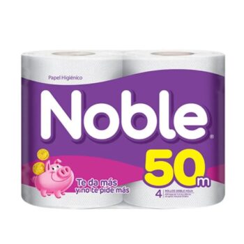 PAPEL HIGIÉNICO NOBLE DOBLE HOJA 50 METROS X 4 ROLLOS
