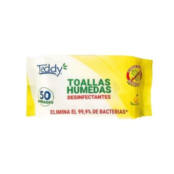 TOALLA HUMEDA DESINFECTANTE TEDDY 50 UNIDADES LIMÓN