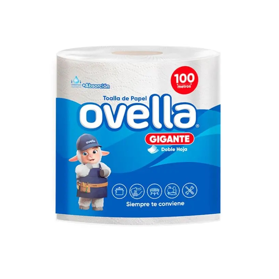 Toalla Papel Gigante Doble Hoja 100m x 1 Unidad Ovella